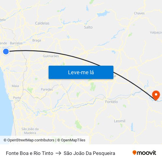 Fonte Boa e Rio Tinto to São João Da Pesqueira map