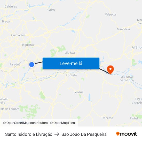Santo Isidoro e Livração to São João Da Pesqueira map