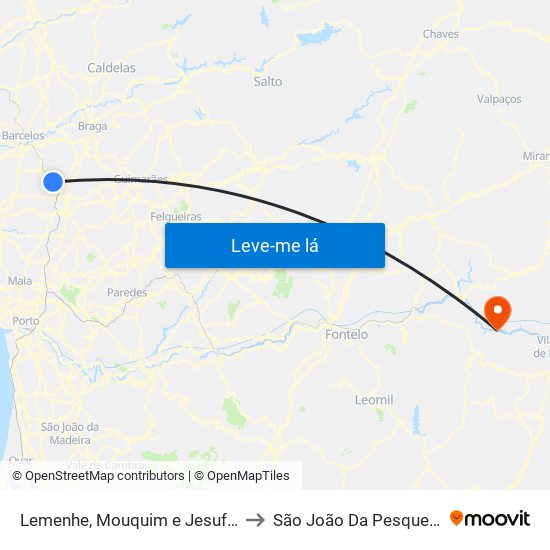 Lemenhe, Mouquim e Jesufrei to São João Da Pesqueira map