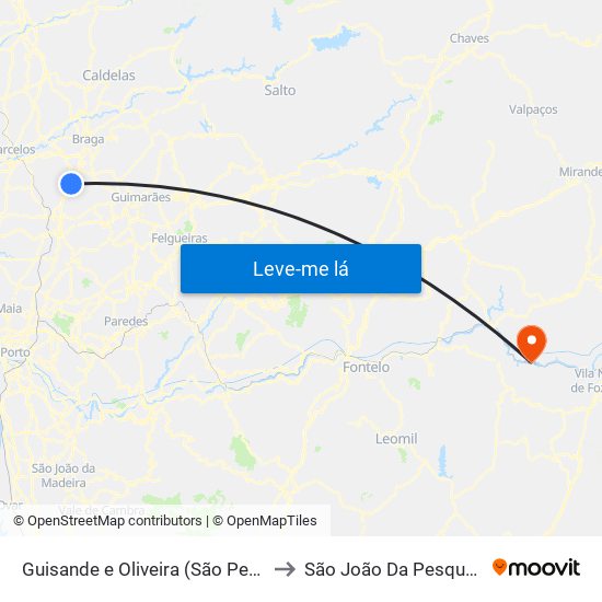 Guisande e Oliveira (São Pedro) to São João Da Pesqueira map