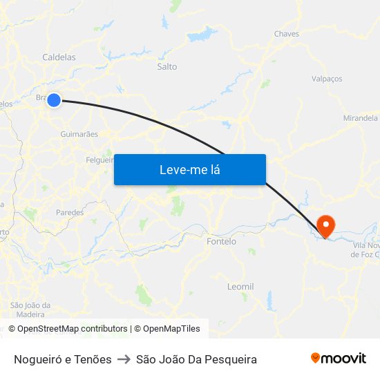Nogueiró e Tenões to São João Da Pesqueira map