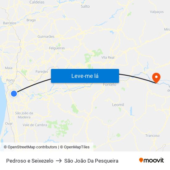 Pedroso e Seixezelo to São João Da Pesqueira map