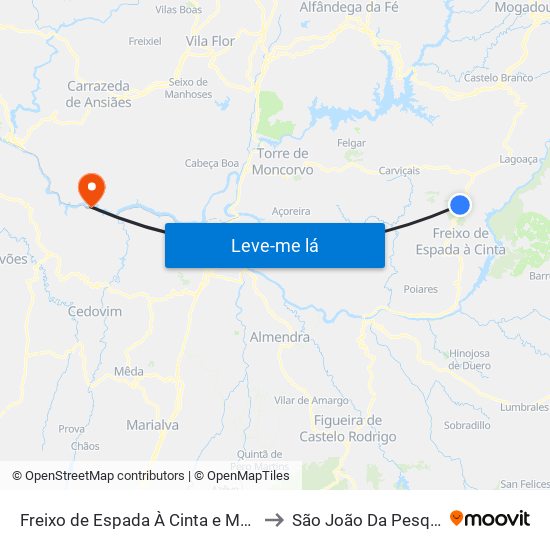 Freixo de Espada À Cinta e Mazouco to São João Da Pesqueira map