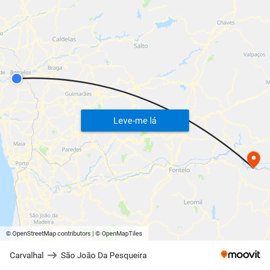 Carvalhal to São João Da Pesqueira map