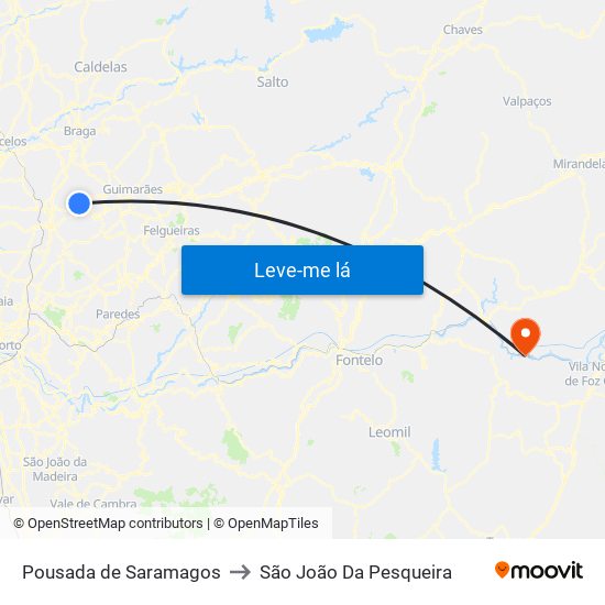 Pousada de Saramagos to São João Da Pesqueira map