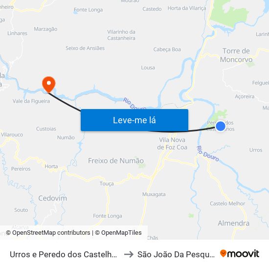 Urros e Peredo dos Castelhanos to São João Da Pesqueira map
