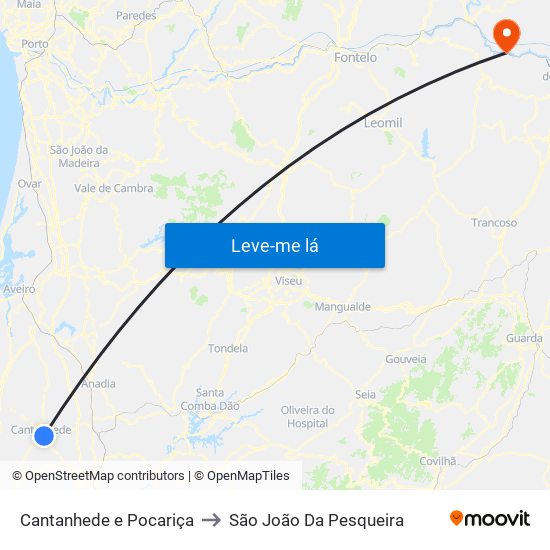 Cantanhede e Pocariça to São João Da Pesqueira map