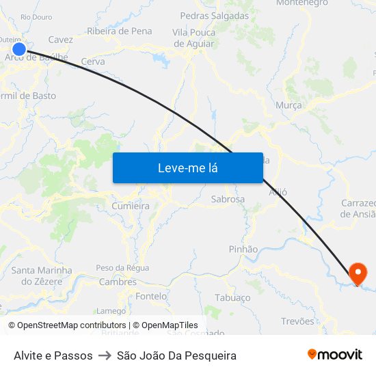 Alvite e Passos to São João Da Pesqueira map