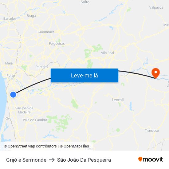 Grijó e Sermonde to São João Da Pesqueira map