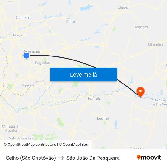 Selho (São Cristóvão) to São João Da Pesqueira map