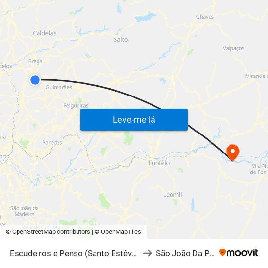 Escudeiros e Penso (Santo Estêvão e São Vicente) to São João Da Pesqueira map