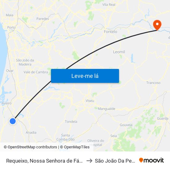 Requeixo, Nossa Senhora de Fátima e Nariz to São João Da Pesqueira map