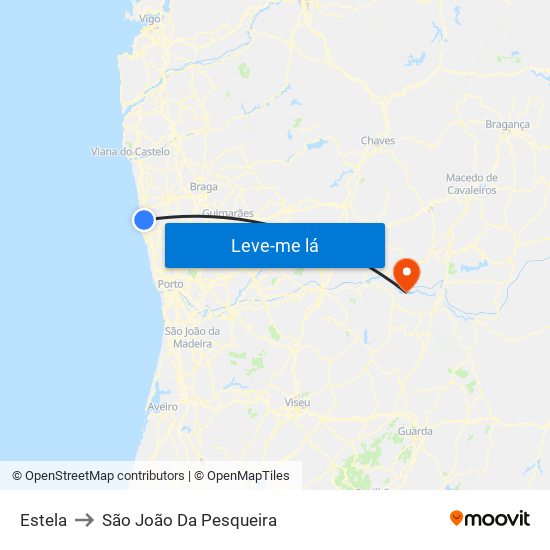 Estela to São João Da Pesqueira map