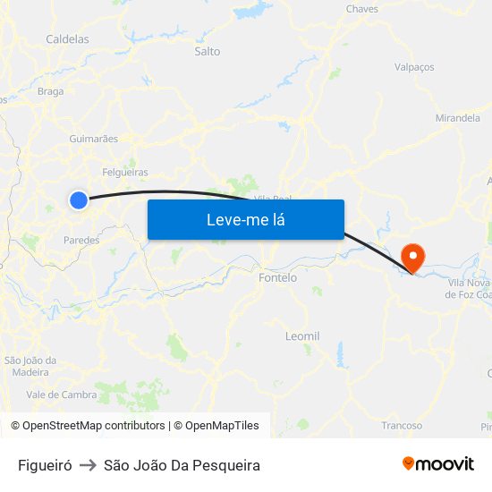 Figueiró to São João Da Pesqueira map