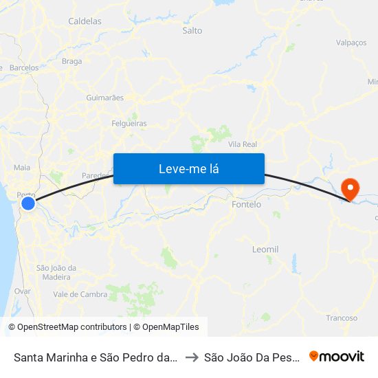 Santa Marinha e São Pedro da Afurada to São João Da Pesqueira map