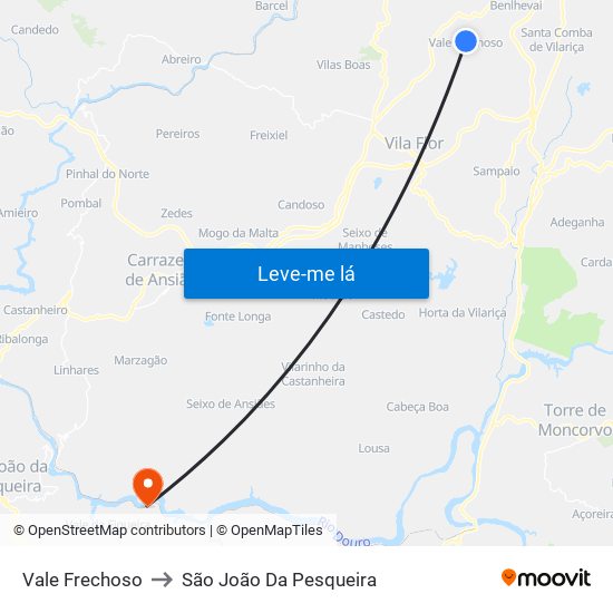 Vale Frechoso to São João Da Pesqueira map