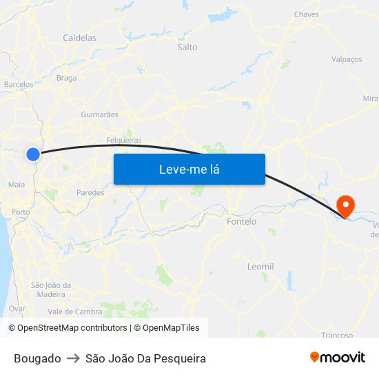 Bougado to São João Da Pesqueira map