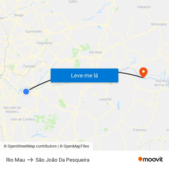 Rio Mau to São João Da Pesqueira map