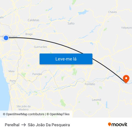 Perelhal to São João Da Pesqueira map