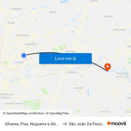 Silvares, Pias, Nogueira e Alvarenga to São João Da Pesqueira map