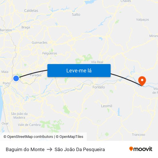 Baguim do Monte to São João Da Pesqueira map