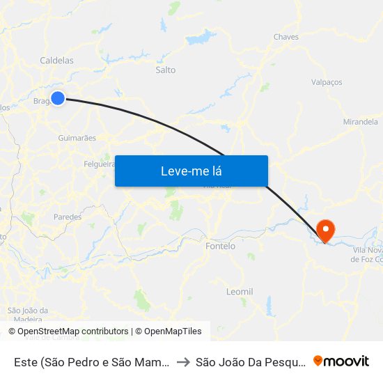 Este (São Pedro e São Mamede) to São João Da Pesqueira map