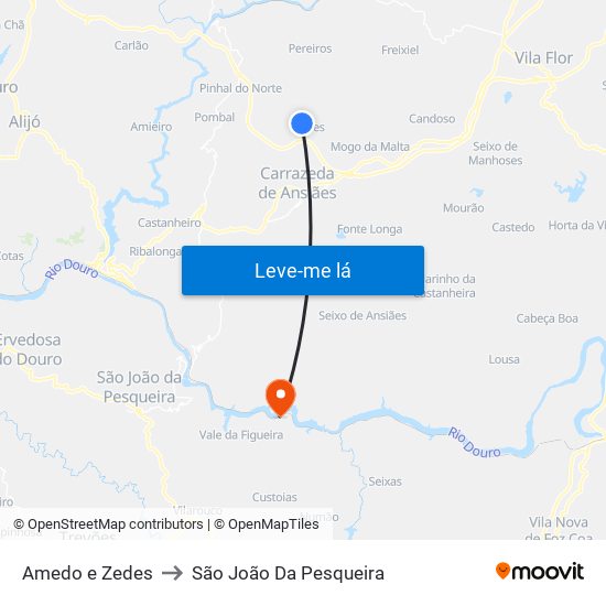 Amedo e Zedes to São João Da Pesqueira map