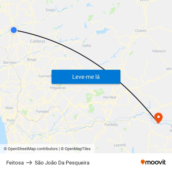 Feitosa to São João Da Pesqueira map