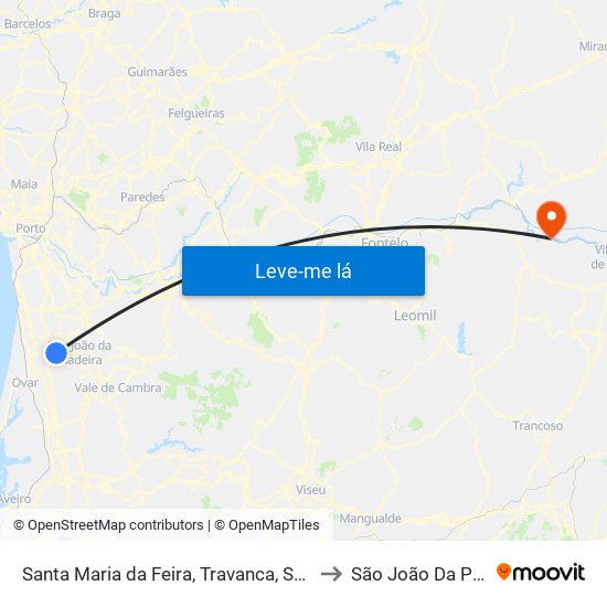 Santa Maria da Feira, Travanca, Sanfins e Espargo to São João Da Pesqueira map