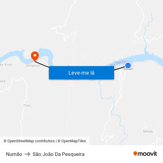 Numão to São João Da Pesqueira map