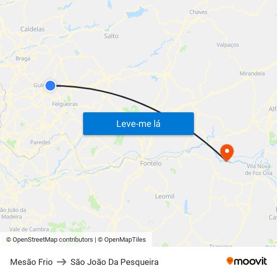 Mesão Frio to São João Da Pesqueira map