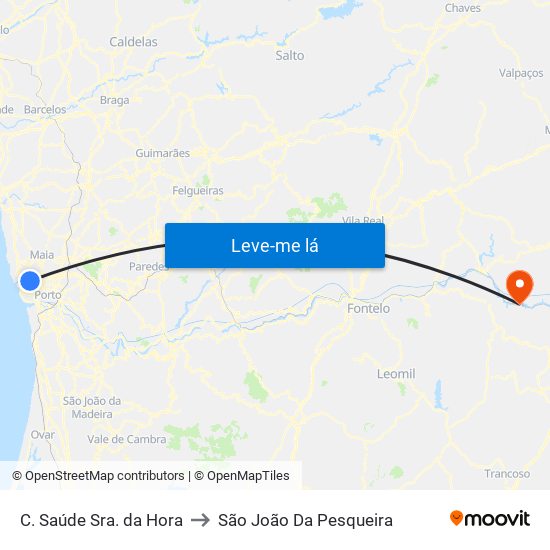 C. Saúde Sra. da Hora to São João Da Pesqueira map