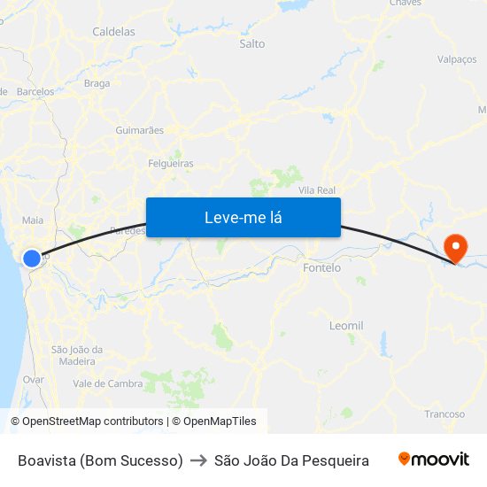 Boavista (Bom Sucesso) to São João Da Pesqueira map