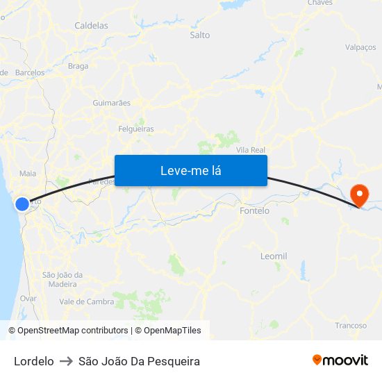 Lordelo to São João Da Pesqueira map