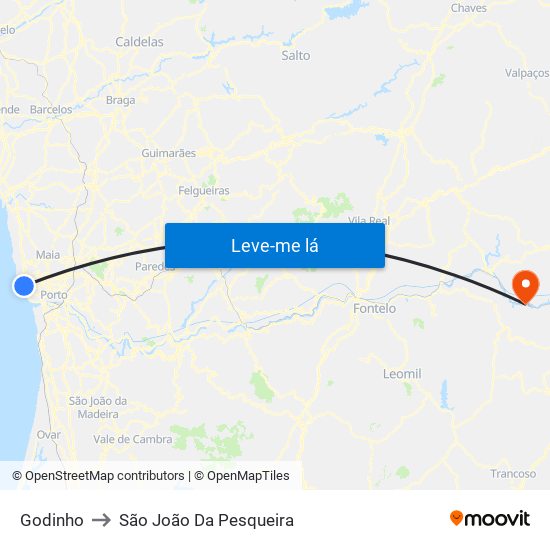 Godinho to São João Da Pesqueira map