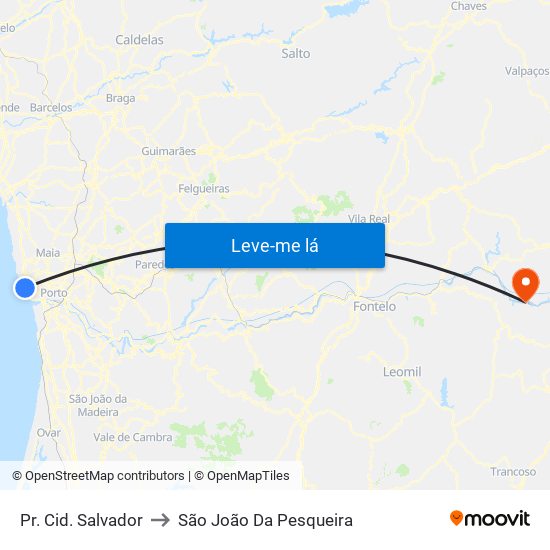 Pr. Cid. Salvador to São João Da Pesqueira map