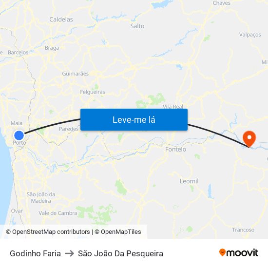 Godinho Faria to São João Da Pesqueira map