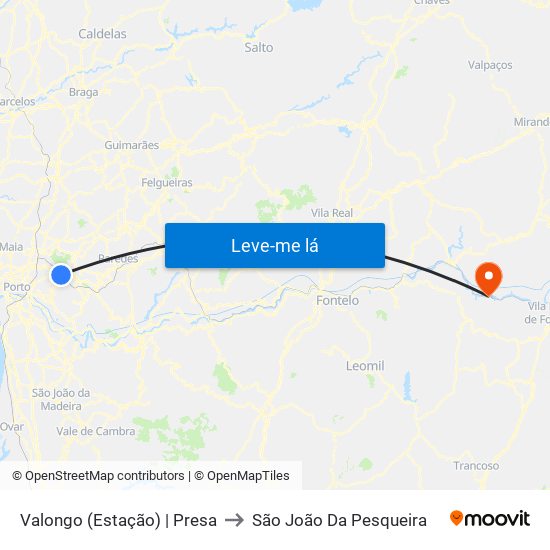 Valongo (Estação) | Presa to São João Da Pesqueira map