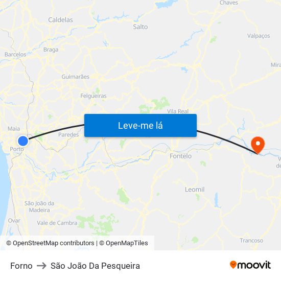 Forno to São João Da Pesqueira map