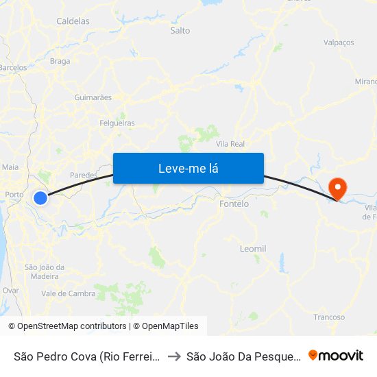 São Pedro Cova (Rio Ferreira) to São João Da Pesqueira map