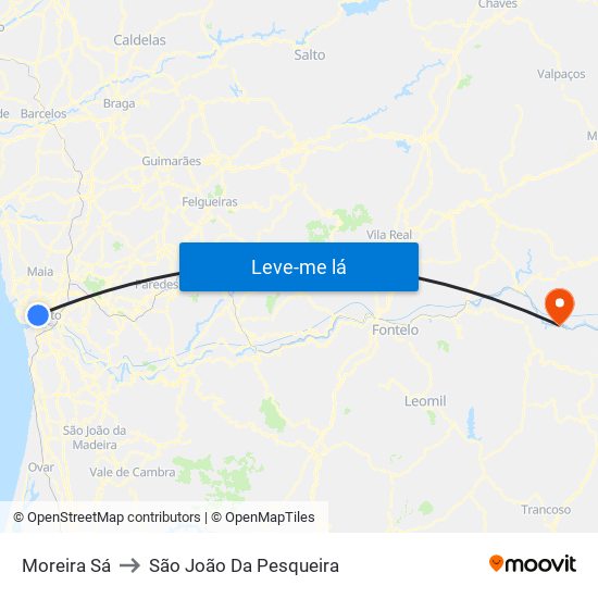 Moreira Sá to São João Da Pesqueira map