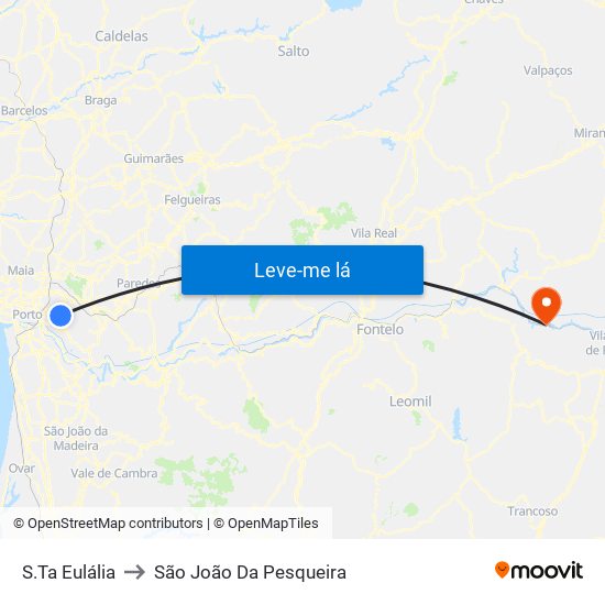 S.Ta Eulália to São João Da Pesqueira map
