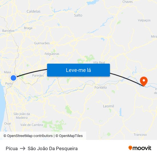 Pícua to São João Da Pesqueira map