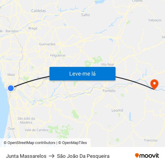 Junta Massarelos to São João Da Pesqueira map