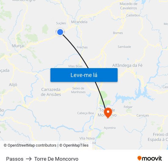 Passos to Torre De Moncorvo map