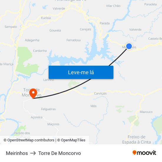 Meirinhos to Torre De Moncorvo map