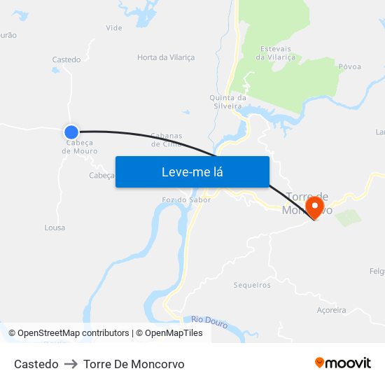 Castedo to Torre De Moncorvo map