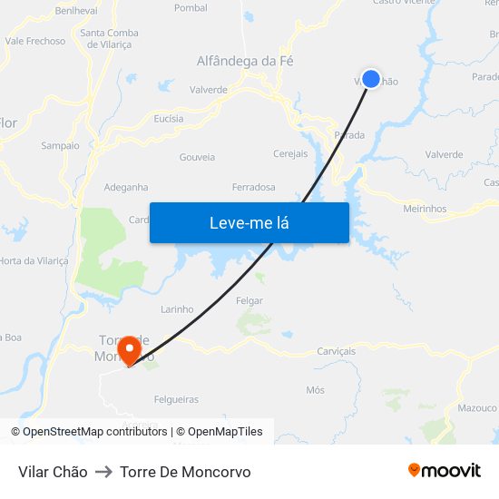 Vilar Chão to Torre De Moncorvo map
