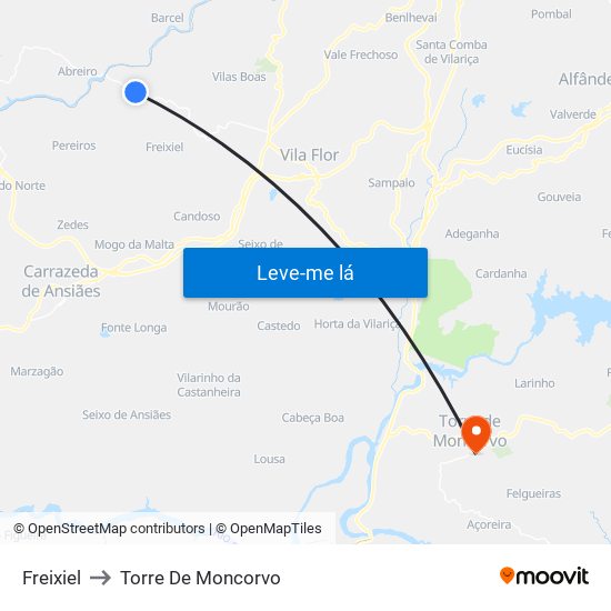 Freixiel to Torre De Moncorvo map