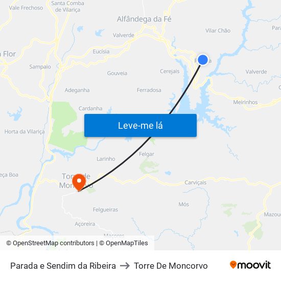 Parada e Sendim da Ribeira to Torre De Moncorvo map